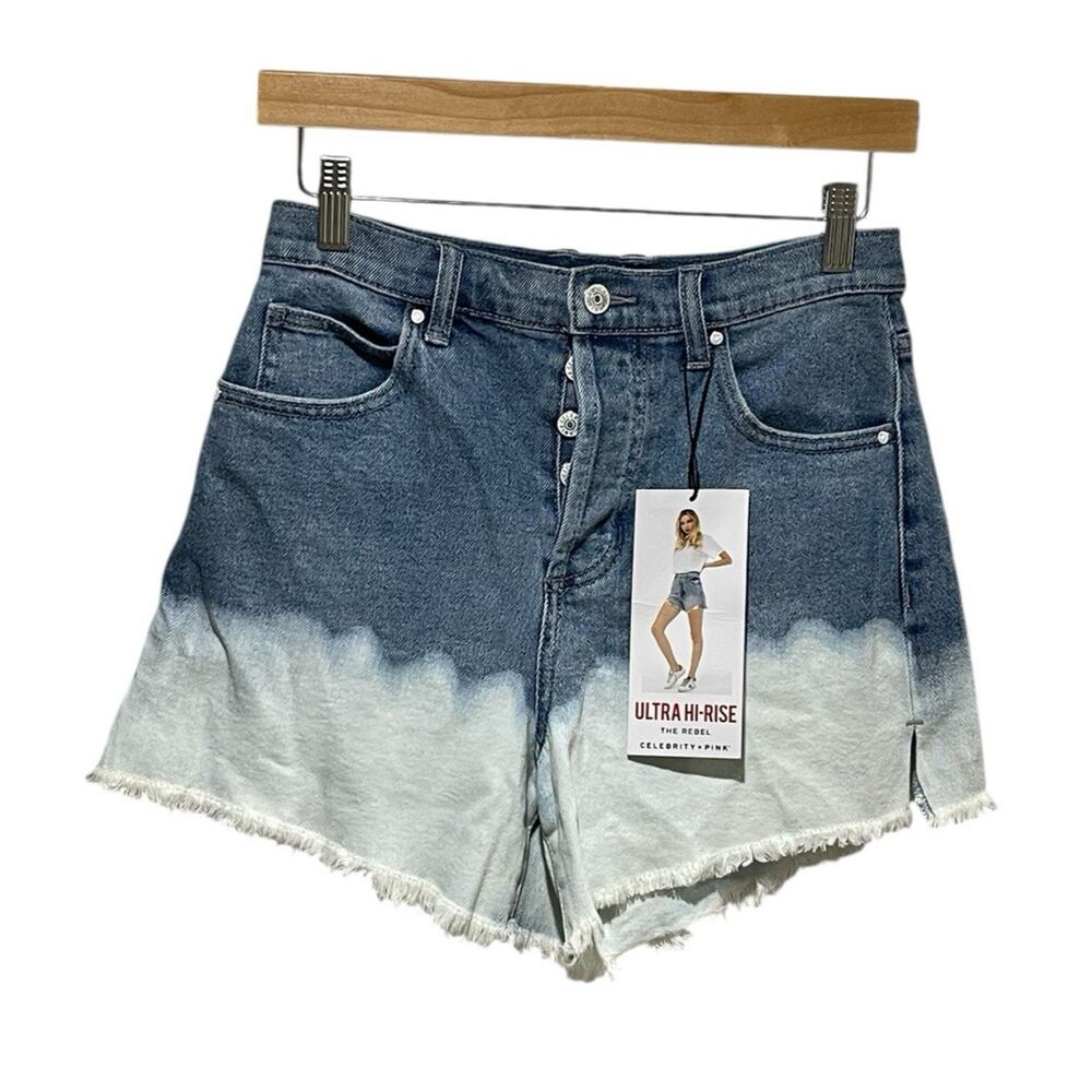 Celebrity Pink Boho The Rebel Ultra High Rise Shorts 3/26 Bleached Button Fly